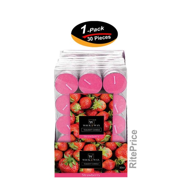 30 Pcs (1 Pack) Strawberry Tealight Candles, Aromatherapy 2.5 hrs Burn Freshener - Picture 1 of 11